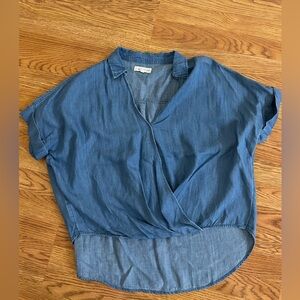 Lou & Grey faux tucked chambray shirt